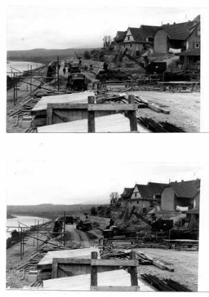 Bau der Stützmauern im Ortsbereich Rheinweiler Blick in Richtung Karlsruhe