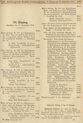 78. Sitzung. Dienstag den 11. November 1919