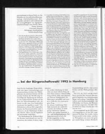Milieus, Klassenlagen und Wahlverhalten - Zum Zusammenhang von Wahlverhalten und sozialen Strukturen...bei der Bürgerschaftswahl 1993 in Hamburg