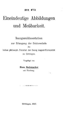 Eineindeutige Abbildungen und Meßbarkeit
