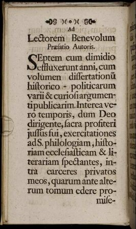 Ad Lectorem Benevolum Præfatio Autoris.