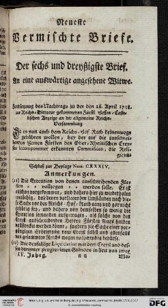 Der sechs und dreyßigste Brief