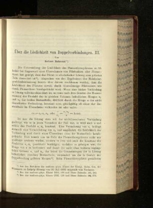 Über die Löslichkeit von Doppelverbindungen. III.