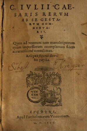 C. Ivlii Caesaris Rervm Ab Se Gestarvm Commentarii