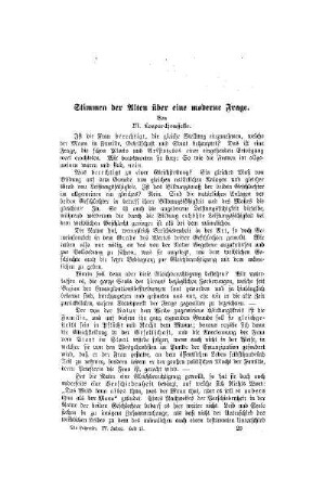 Stimmen der Alten über eine moderne Frage