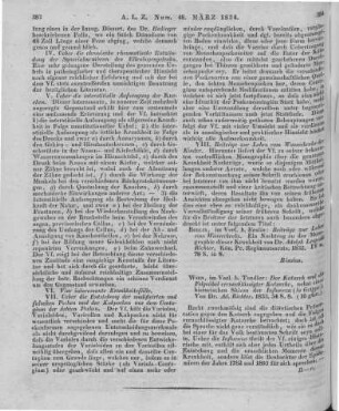 Richter, A. L.: Der Katarrh und die Folgeübel vernachlässigter Katarrhe. Nebst einer historischen Skizze der Influenza (la Grippe). Wien: Tendler 1833