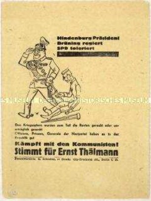 Aufruf der KPD zur Wahl von Ernst Thälmann zum Reichspräsidenten 1932