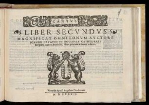 Giovanni Cavaccio: Liber secundus magnificat omnitonum ... Cantus