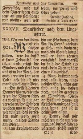 XXXVII. Danklieder nach dem Ungewitter.