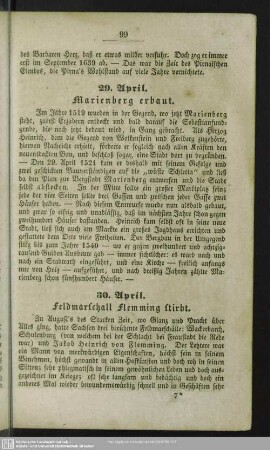 30. April. Feldmarschall Flemming stirbt