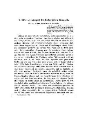 T. Ziller als Interpret der Herbartischen Pädagogik