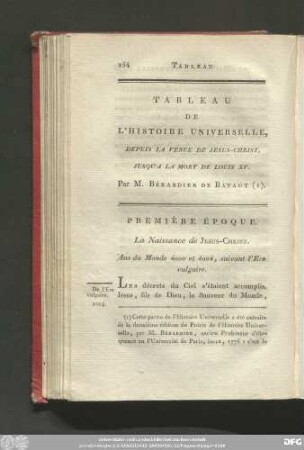 Tableau De L'Histoire Universelle, Depuis La Venue De Jesus-Christ, Jusqu'a La Mort De Louis XV. Par M. Bérardier De Bataut.
