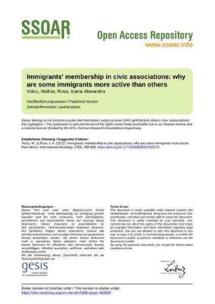 Immigrants' membership in civic associations: why are some immigrants more active than others