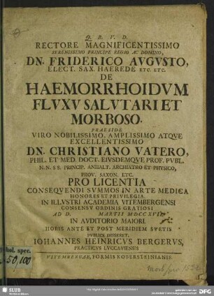 De Haemorrhoidum Fluxu Salutari Et Morboso