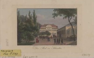 Ansicht von Bad Schandau, Kupferstich, um 1840 : Das Bad zu Schandau / J. C. A. Richter. - [S.l.] , [um 1840]. - 1 Kunstbl. : Kupferst. ; 15 x 9 cm
