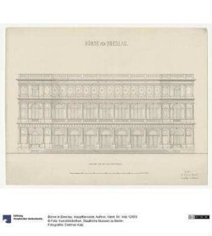 Börse in Breslau, Hauptfassade, Aufriss