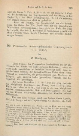 249-270 Die preussische ausserordentliche Generalsynode v.J. 1875