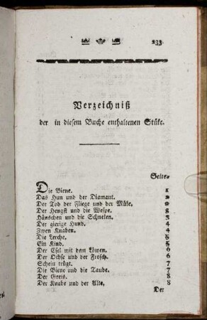 Verzeichniß der in diesem Buche enthaltenen Stüke.