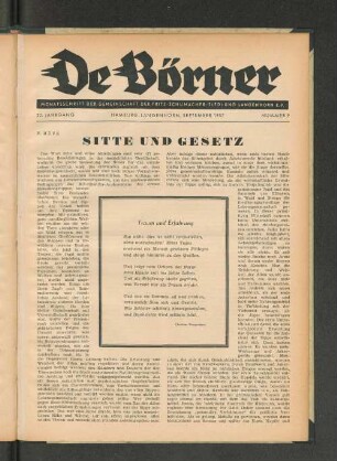 22. Jahrgang, Hamburg-Langenhorn, September 1957, Nummer 9