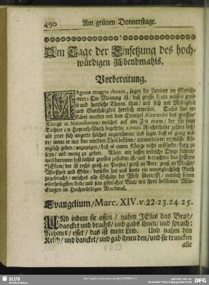 Am Tage der Einsetzung des hochwürdigen Abendmahls