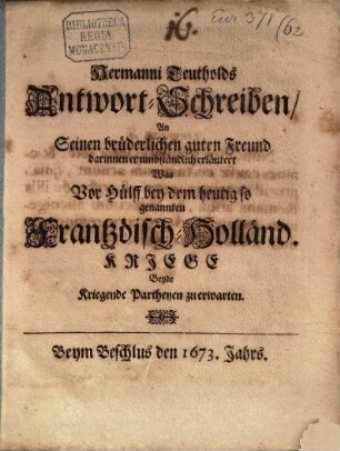 Antwort-Schreiben an seinen guten Freund