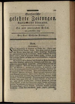 Ein und zwanzigstes Stück, den 24ten May 1794.