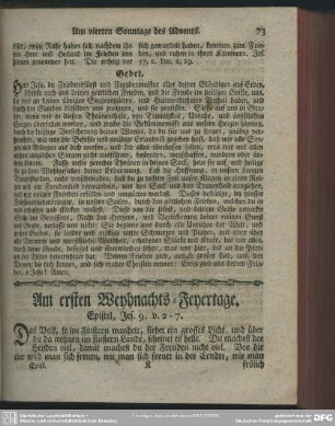 Am ersten Weyhnachts-Feyertage. Epistel, Jes. 9. v. 2-7