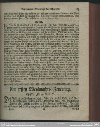 Am ersten Weyhnachts-Feyertage. Epistel, Jes. 9. v. 2-7