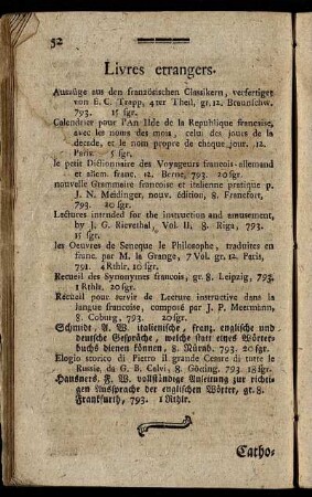 Livres etrangers.