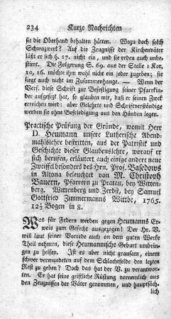 Practische Prüfung der Gründe, womit Herr D. Heumann unsere Lutherische Abendmahlslehre bestritten.