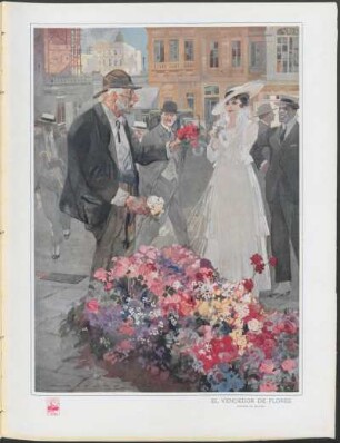 El vendedor de flores : Acuarela de Alonso