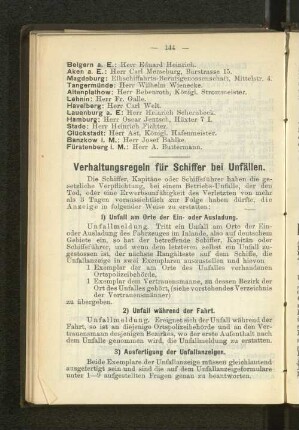 Verhaltungsregeln für Schiffer bei Unfällen.