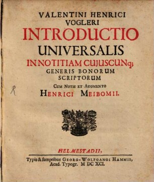 Introductio universalis in notitiam cuiuscunque generis bonorum scriptorum