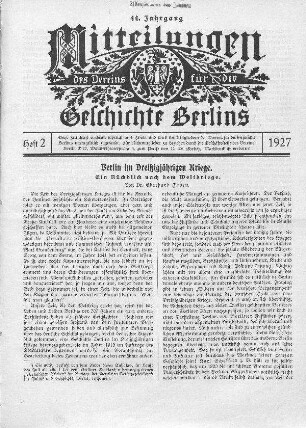 Berlin im Dreißigjährigen Kriege