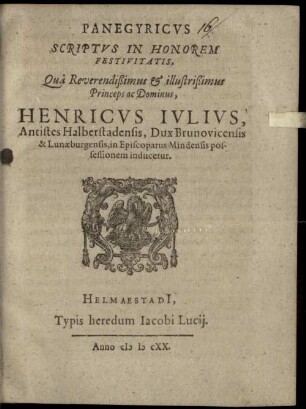 Reineri Reinecci[i], Steinheimi[i], Commentatio De Saxonvm Originibvs: hisque implicata atque annexa de Vrbe Et Dvcatv Brvnsvig. exquisitio : Quae instar Apologiae opponi possunt inconsideratae Ioannis Bodini assertioni lib. 2. de Republica cap. 6