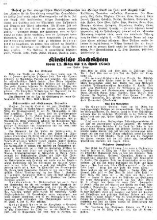 Kirchliche Nachrichten : vom 11. März bis 12. April 1930