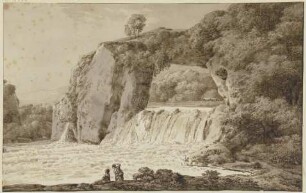 Felspartie mit Wasserfall