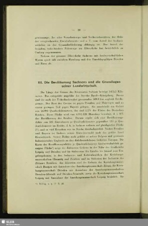 III. Die Bevölkerung Sachsens und die Grundlage seiner Landwirtschaft