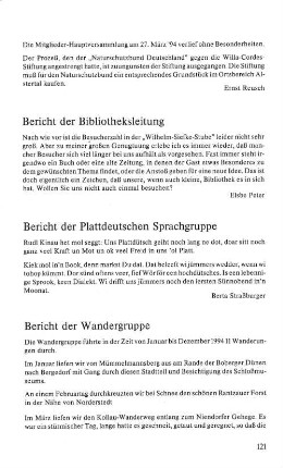 Bericht der Plattdeutschen Sprachgruppe