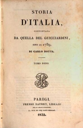 Storia d'Italia, continuata da quella del Guicciardini, sino al 1789. 9