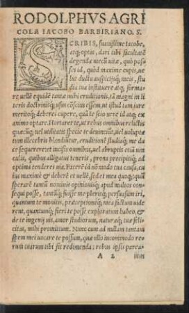 Rodolphus Agricola Iacobo Barbiriano. S.