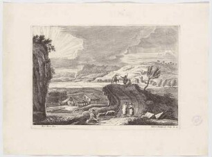 Landschaft mit Klosterbruder und Nonne, aus einer Folge von Landschaften nach Marco Ricci, Bl. II 12
