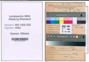 Entnazifizierung Wilhelm Koenen , geb. 05.03.1879 (Einzelhaendler)
