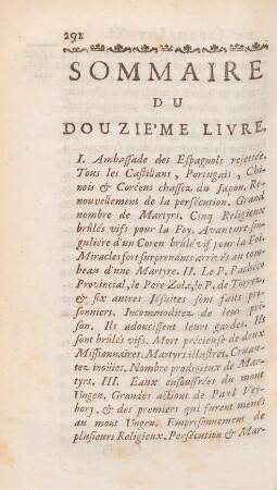 Sommaire du douzie'me livre