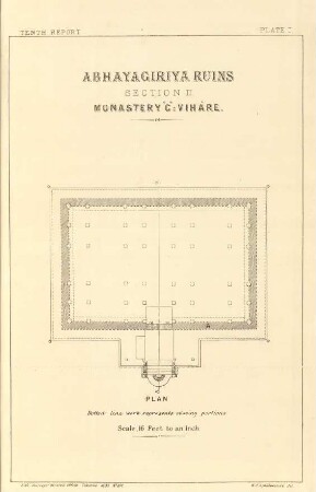 Plate I. Abhayagiriya ruins. Section II. Monastery "C": Viháre. Plan.