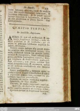 Quaestio Tertia. De Intellectu Angelorum.