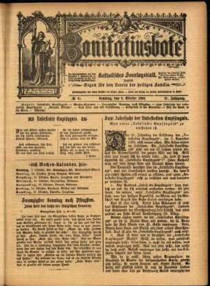 Erste Ausgabe vom Sonntag, den 09. Oktober 1904.