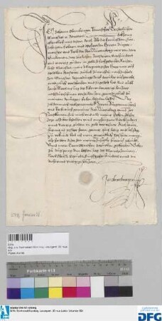 Johann Obernburger, kaiserlicher Sekretär, stellt der Stadt Nürnberg Quittung aus über 440 fl. Stadtsteuer, die ihm der Kaiser Karl V. auf Lebenszeit verschrieben hatte.