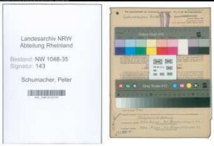 Entnazifizierung Peter Schumacher , geb. 03.05.1904 (Orchesterwart)
