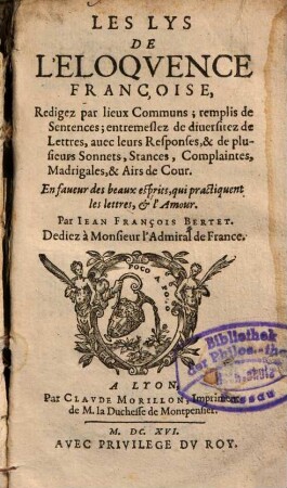Les lys de l'eloquence francoise